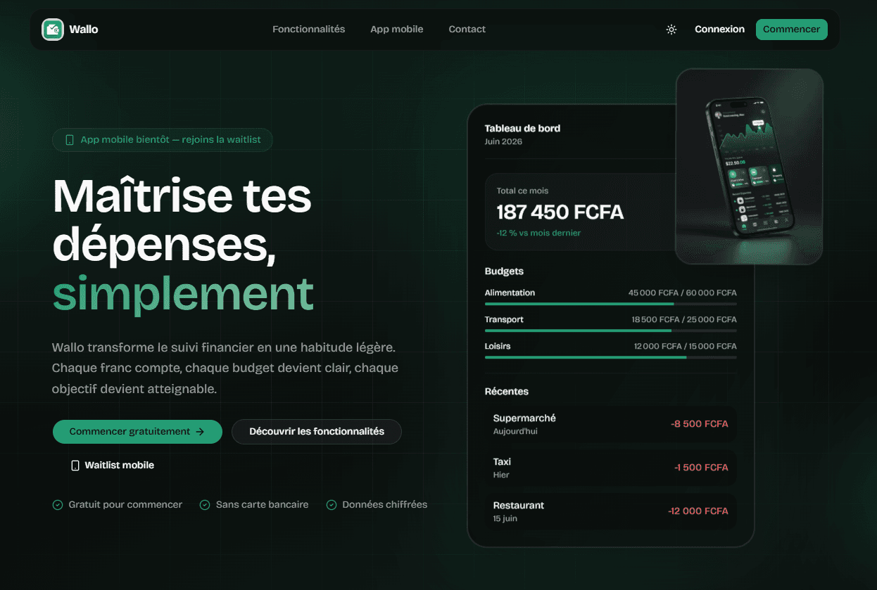 Wallo - Suivi des dépenses personnelles